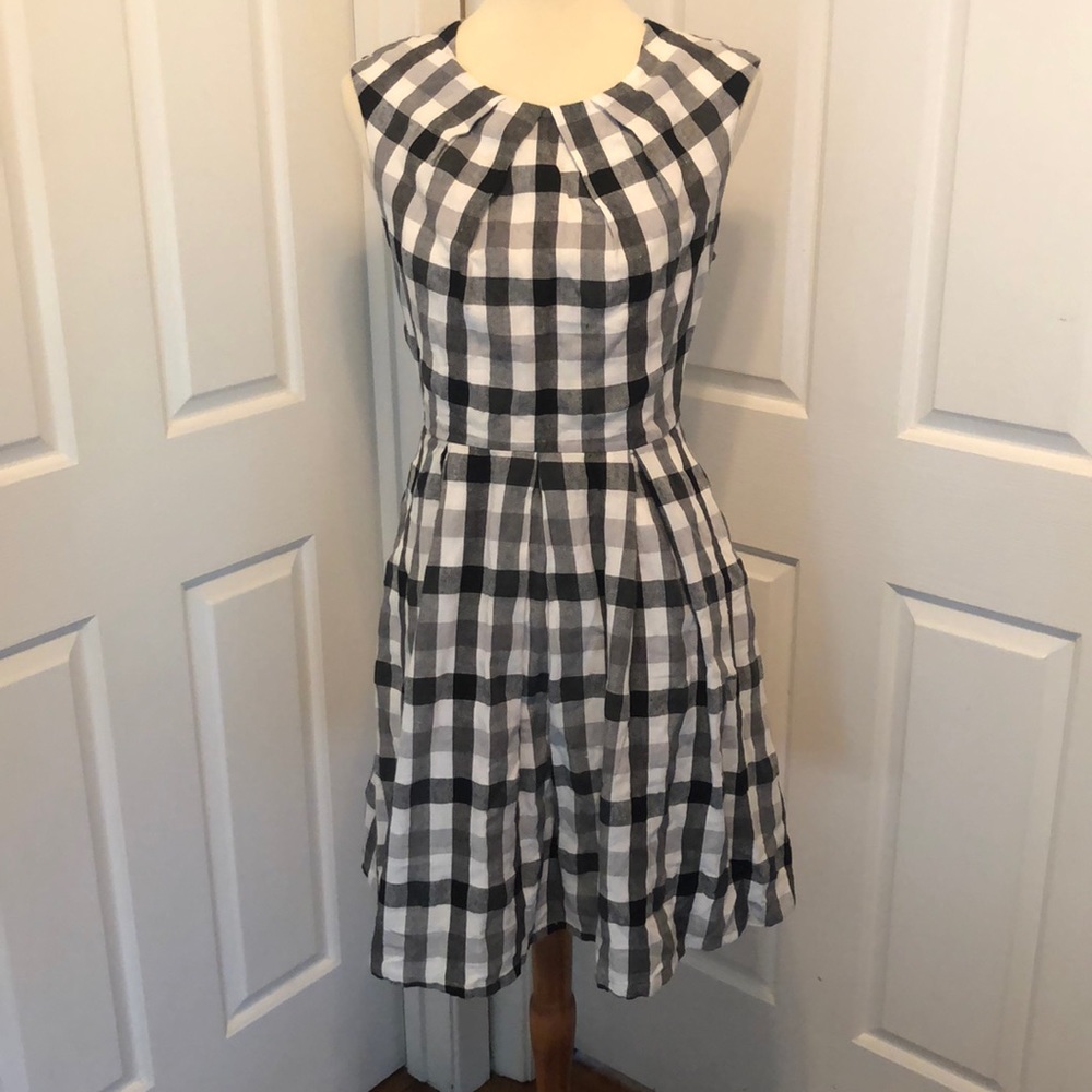 Mystic black and white checkered linen/cotton dress